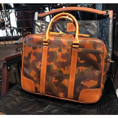 Cowhide leather mens briefcase head layer cowhide new laptop bag 2021 portable worn across large capacity