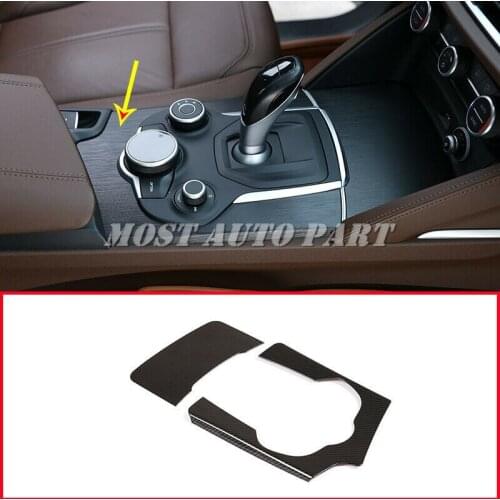 Carbon Fiber Look Interior Console Gear Shift Panel Cover Trim For Alfa Romeo Stelvio 2017-2021 2pcs Car Decoration Car Trim