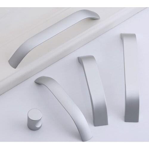 Silver Handle Knob Furniture Handle Kitchen Handles Cabinet Knobs and Handles Drawer Pulls Aluminum Cupboard Handle Door Knobs
