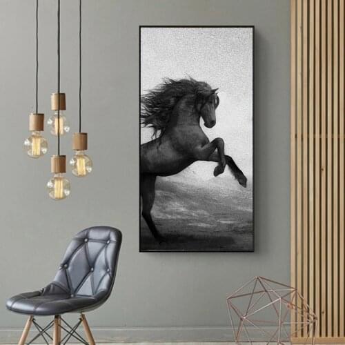Modern Porch Horse Painting Sofa Aisle Vertical Orange Porch Horse Running Horse Simple Living Room Background Wall Art Mural