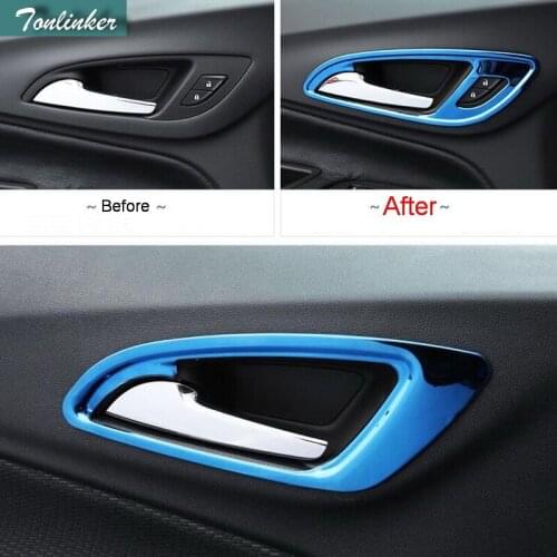 Tonlinker Cover Case Sticker For Chevrolet Equinox 2017-18 Car Styling stainless steel 4 pcs door interior handle stickers
