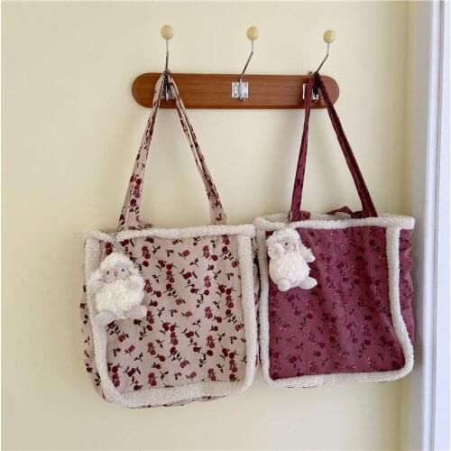 Youda Shoulder Bags for Women Winter New Plush Flowers Handbag Bags for Women 2021 Tote Christmas Packet Purses For Girls