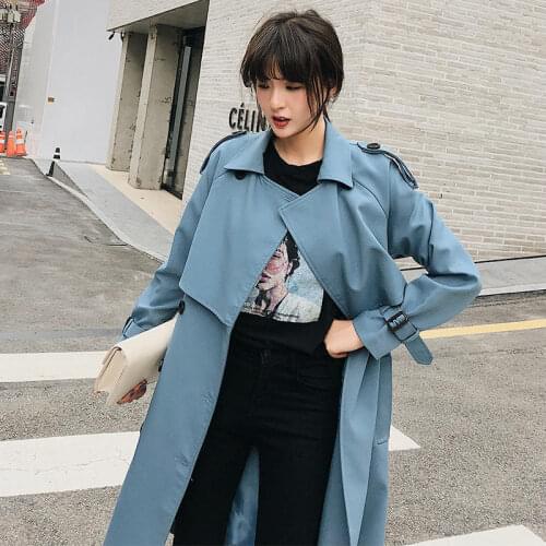 2020 New Solid Loose Office Lady Trench Coat Outerwear Fashion Trench Coat Women Coat Casual Double-breasted Windbreaker Female