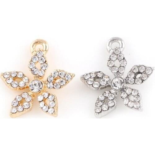 10pcs/lot Popular Flower Rhinestone Dangle Handmade Charms Pendant DIY for Bracelet Necklace Bag