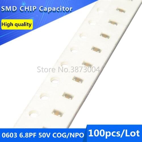 100pcs 0603 6.8PF 50V COG/NPO 5% SMD Chip Capacitor