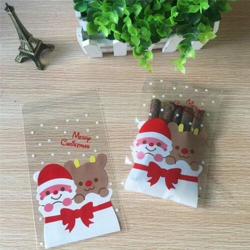 100Pcs/lot Christmas Cellophane Cookie Bag Sweet Candy Biscuit Party Favour Gift Bag