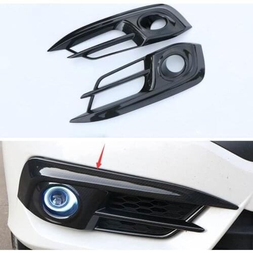 2pc/set Carbon Fiber Colors Car Front Look Front Fog Light Cover Trim For Honda Civic 10th Gen 2016 2017 Car Styling Accessories