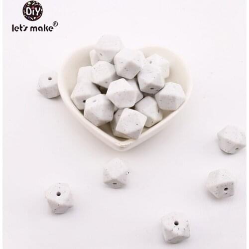 Lets Make Silicone Hex Beads Sesame Color 50pc Silicone Teething Geometric Nursing Accessories Jewelry DIY Silicone Beads