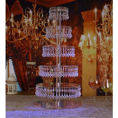 7 Tiers Crystal transparent wedding crystal acrylic Cake Stand Round cake display cupcake holder with bead strands wedding decor