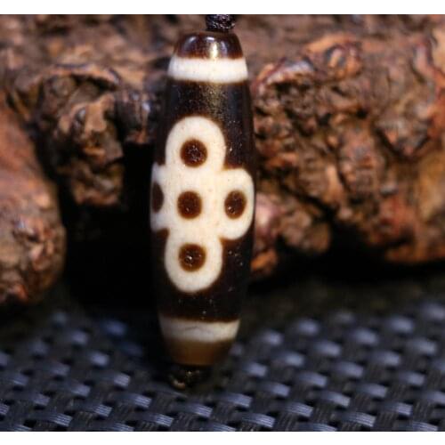 AL Treasure Magic Power Tibetan old Agate 5 eye lightening dZi Bead Amulet Pendant Talisman Timestown UPD21Asw