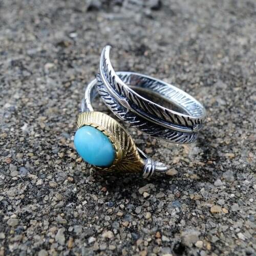 Antique Style 925 Sterling Silver Dominica Natural Larmar Leaf Ring Engagement Wedding Resizable Ring