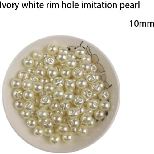 DIY side hole Ivory white imitation pearl 10mm round beads sweater shirt clothing decoration accessories handmade materials