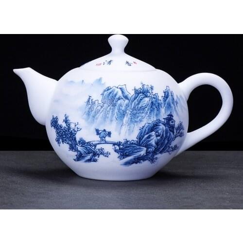 Hand-painted Teapot Blue and White Porcelain Pot 200ml Chinese Kung Fu Teapots Ceramic Kettle Teaware Flower Tea Kettles Crafts