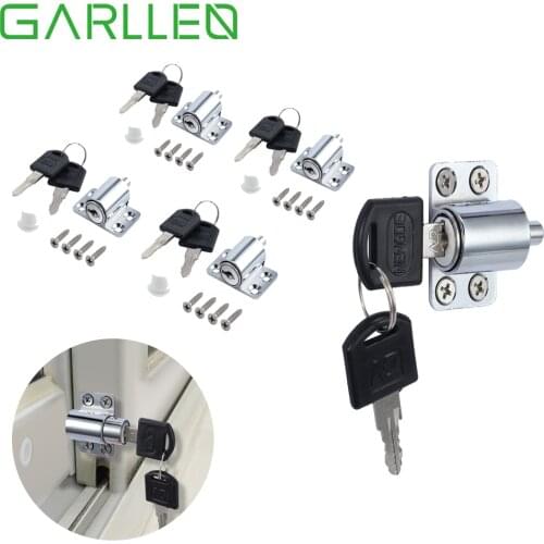 GARLLEN 4 шт., Серебристый цинковый сплав, раздвижные защелки для дверей патио, набор оконных болтов, защитный замок с ключом