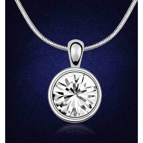 Classic White Gold Color White Crystals From Swarovski Pendant Necklace For ValentineS Day Gift