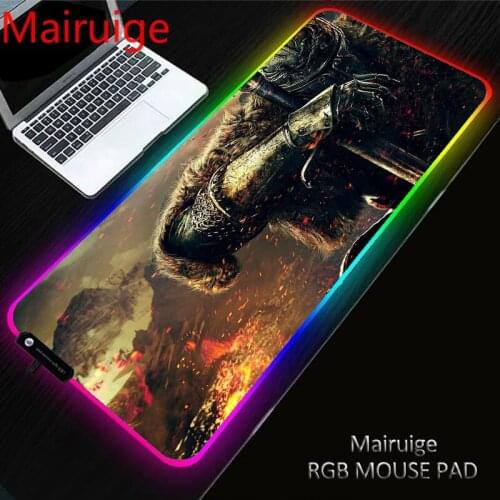 Mairuige 400*900mm Dark Souls Glowing Large RGB Non-slip LED Gaming Mouse Pad Accessories Laptop PC XXL Keyboard Desk Mat