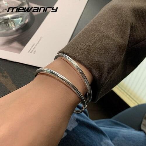 Mewanry 925 Sterling Silver Bracelet 2021 Trend Punk Simple Elegant Letter Glossy Bangles Party Jewelry Birthday Gifts Wholesale