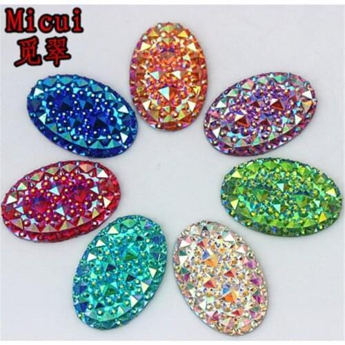 Micui 20PCS 20*30MM Newest AB Clear Oval Resin Rhinestones Crystal Flatback Beads Crafts Scrapbooking Clothing Accessories ZZ519