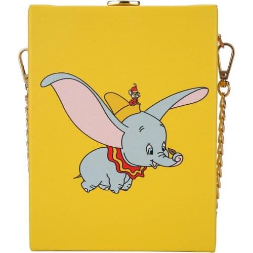 Disney cartoon Dumbo fashion ladies one-shoulder portable box bag wild messenger chain mobile phone lipstick powder bag