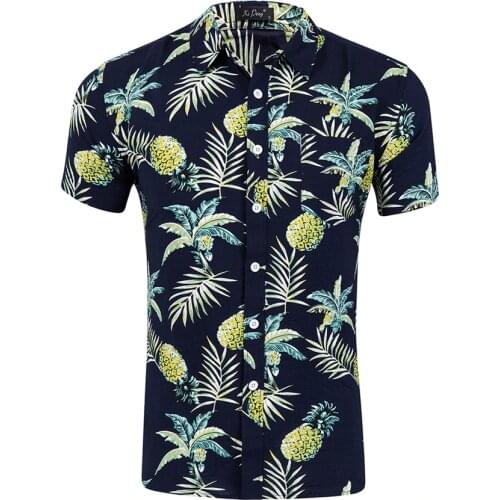 2020 New Summer Shirt Mens Short Sleeve Shirts Beach Hawaiian Shirts Cotton Casual Floral Shirts Mens clothing Fashion Male Shir
