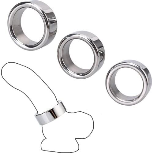 Male Penis Ring Metal Stainless Steel CocK Ring Heavy Cockring Head Delay Time Extend Sex Toys for Men Sex Penis Ball Stretcher