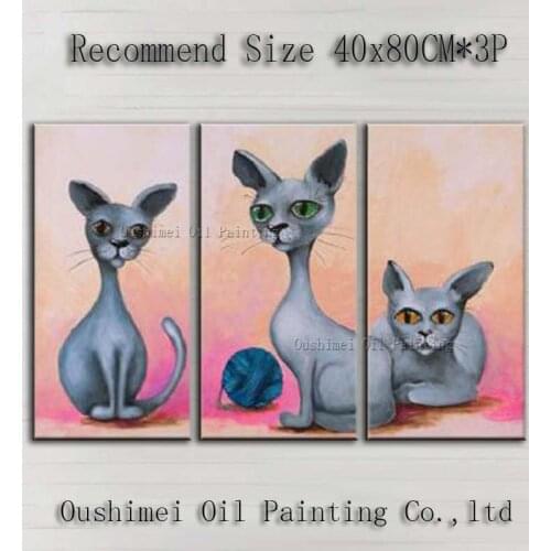 Skills Artist Pure Hand-painted High Quality Modern Wall Decorative Painting Funny Cat Oil Painting For Wall Decoration