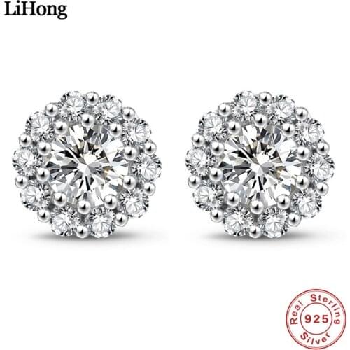 2017 New Arrival 100% Real 925 Sterling Silver Round Shape Full Of Love Stud Earrings For Women Fashion Jewelry