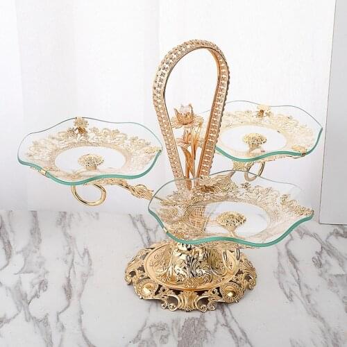 New Glass Fruit Bowl Light Luxury Creative Home Living Room Hotel Tea Table Crystal Fruit Bowl Tiered Tray Ceramic Snack Platter