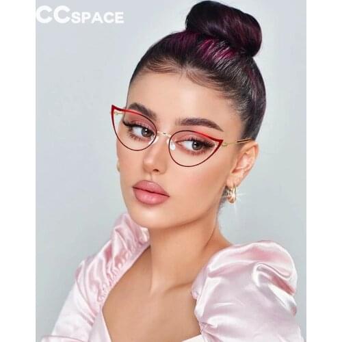 53445 Acetate Feet Delicate Cat Eye Metal Anti-Blue Light Glasses Frame Female Optical Fashion Computer Eyeglasses
