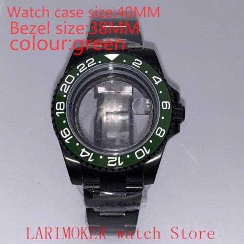 Suitable for Mingzhu Miyota 8215 40mm 904L stainless steel case, transparent black back cover, with bezel green