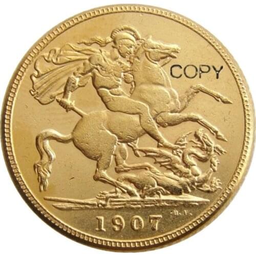 RARE 1907 KING EDWARD VII MATT PROOF GOLD PLATED 1 SOVEREIGN (1LSD) COPY COINS