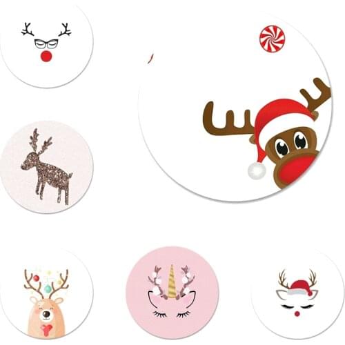 Merry Christmas Deer eyelash Makeup Lip Icons Pins Badge Decoration Brooches Metal Badges For Backpack Decoration 58mm