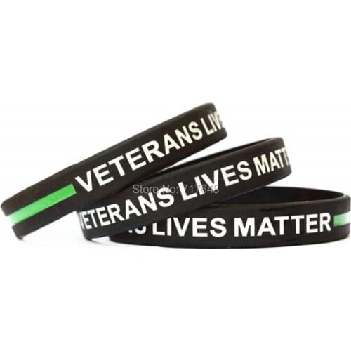 100pcs Veterans Lives Matter Thin Blue Line wristband silicone bracelets free shipping by ePacket A