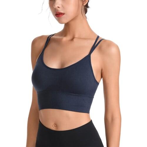 Yoga Crop Top Women Sport Bra Vest Seamless Camisole Top Solid Color Female Underwear Summer Backless Workout Tops