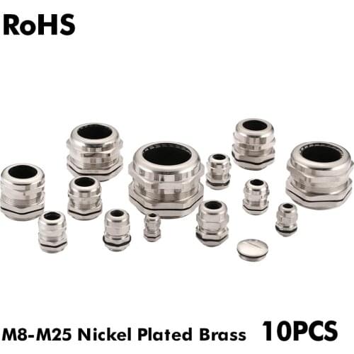 Waterproof Nickel Plated Brass Cable Gland Connector IP68 Metric Cable M8 M10 M12 M14 M16 M18 M20 M22 M24 M25