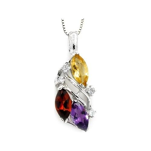 CoLife Jewelry 100% Real 925 Silver Gemstone Pendant for Party 4mm*8mm Natural Garnet Amethyst Citrine Sterling Silver Pendant