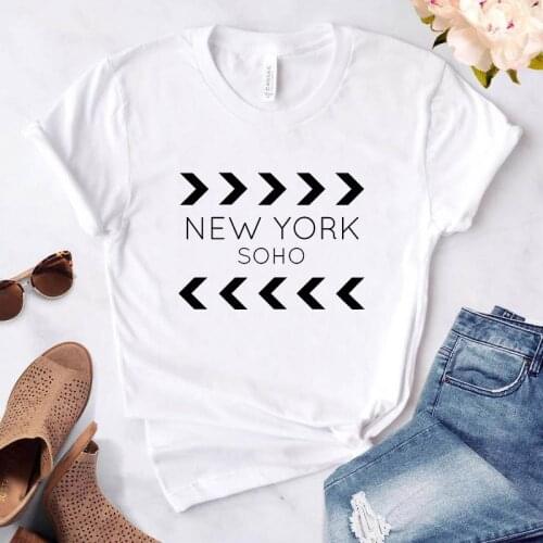 Womens t-shirt New York Soho alphabet cotton funny T-shirt ladies Top Tee fashionable Harajuku top T-shirt