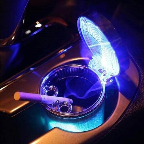 1Pcs Car Ashtray With LED Light Multi-Scene Application Portable Ashtray Washable Cigarette Holder With Lid Car Accessories