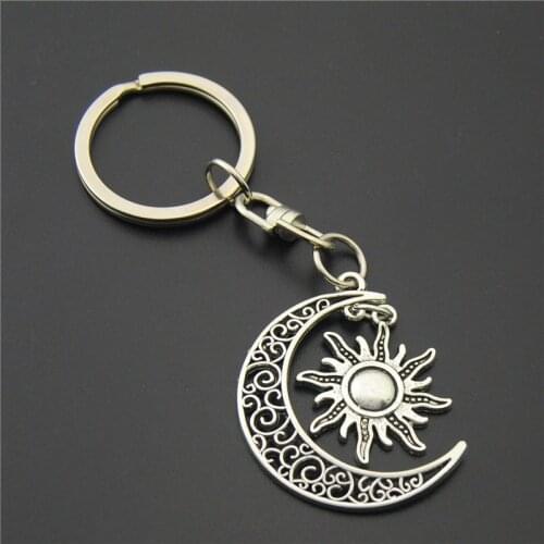 1PC Moon And Sun Key Chains Car Lover Gift Diy Handmade Car Key Ring E828