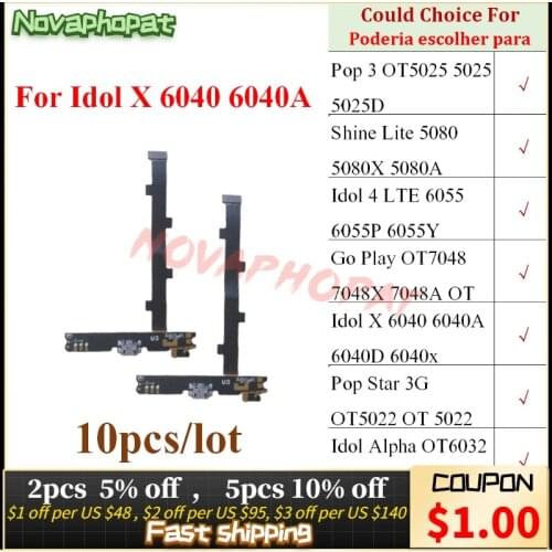 Novaphopat For Alcatel 5022 5025 5080 6055 7048 6040 6032 6043 USB Dock Charging Port Charger MIC Board Flex Cable 10pcs/lot