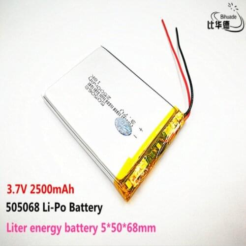 2pcs Liter energy battery Good Qulity 3.7V,2500mAH,505068 Polymer lithium ion / Li-ion battery for TOY,POWER BANK,GPS,mp3,mp4