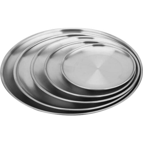 4cm 17cm 20cm 23cm 26cm Kroean Style Stainless Steel Dinnerware Dinner Dish Flat Plate Tableware Canteen Severing Tray LX4087
