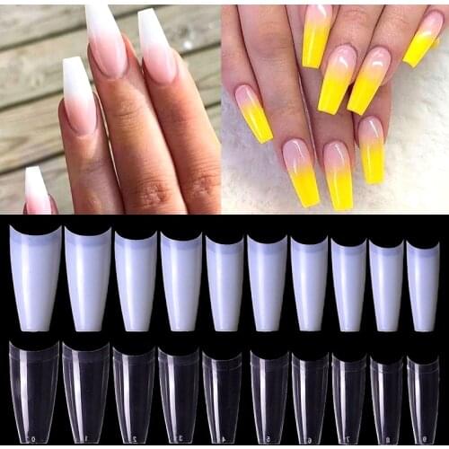 500Pcs/Pack Clear Natural French Fake Nail Tips Half Cover Coffin Acrylic Nail Art Tips Ultra Flexible False Nail Manicure Tool