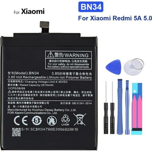BN34 Phone Battery For Xiao mi Xiaomi Redmi 5A Redrice 5A Redmi5A 3000mAh BN 34 Replacement Battery + Tool