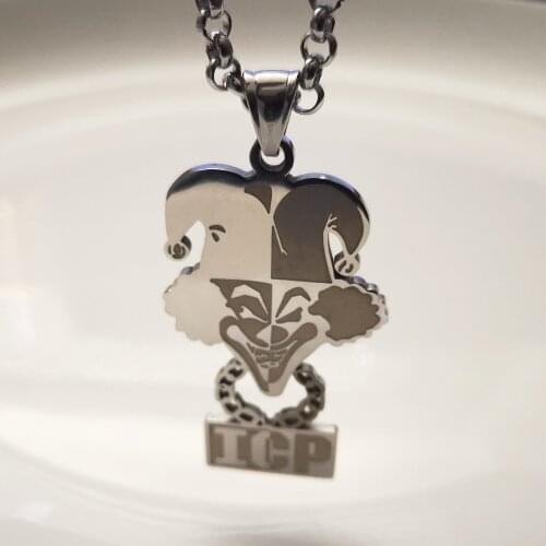 Stainless Steel Large ICP CLOWN TWIZTID PENDANT CHARM NECKLACE 4mm 24INCH Rolo CHAIN Jugallo