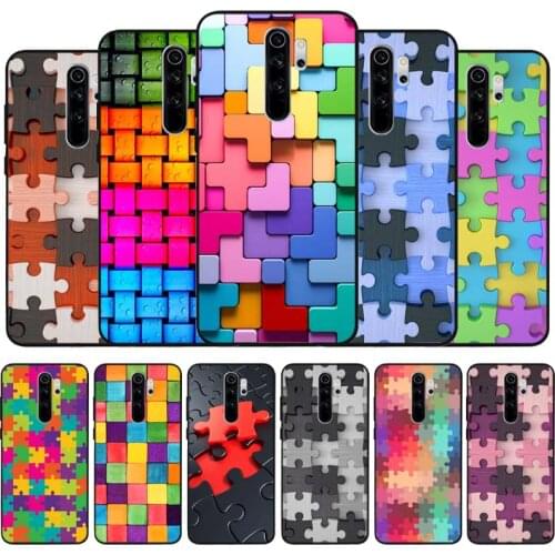 Puzzle black Silicone Phone Case For Redmi note 9 8 7 Pro S 8T 7A Poco X3 NFC Cover