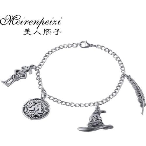 Europe Fashion Magic Hat Pens Vintage Cool Charms Pendant Bracelet Gifts For Fans Fashion Jewelry