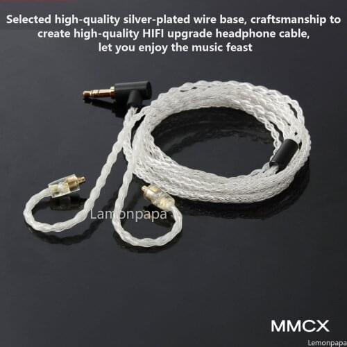 3.5MM To MMCX 0.78MM 2PIN Upgrate Audio Cable for QDC KZ TRN SHURE HiFi Earphone Cable 8 Core Silver Plated Copper MIC Cable