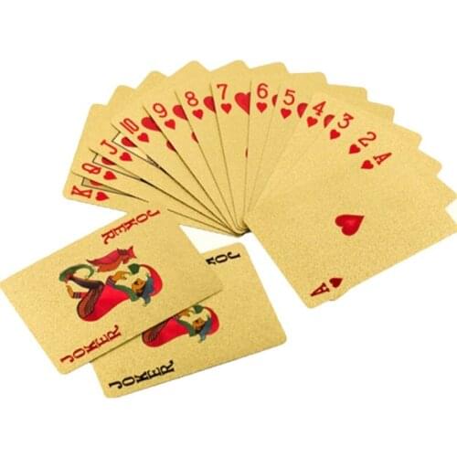 Classic Gold Grid Poker Fake Gold Foil Playing Cards 2 PCS Plastic Waterproof Novelty Poker Playing Cards