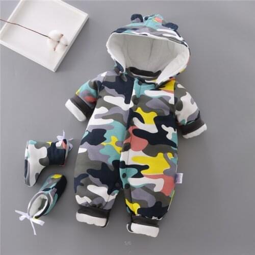 Infant Baby Winter Warm Rompers Cartoon Soft Cotton Jumpsuit newborn Boys Girls Long Sleeve Thick Clothes Outwear